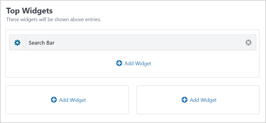 The top widgets area in the GravityView View editor