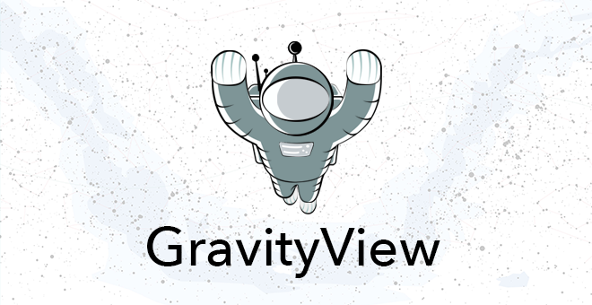 The GravityView mascott, Floaty with text below that says "GravityView"