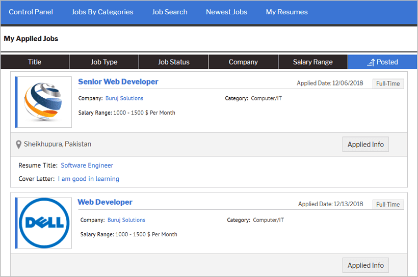 A screenshot of the JS Job Manager plugin for WordPress
