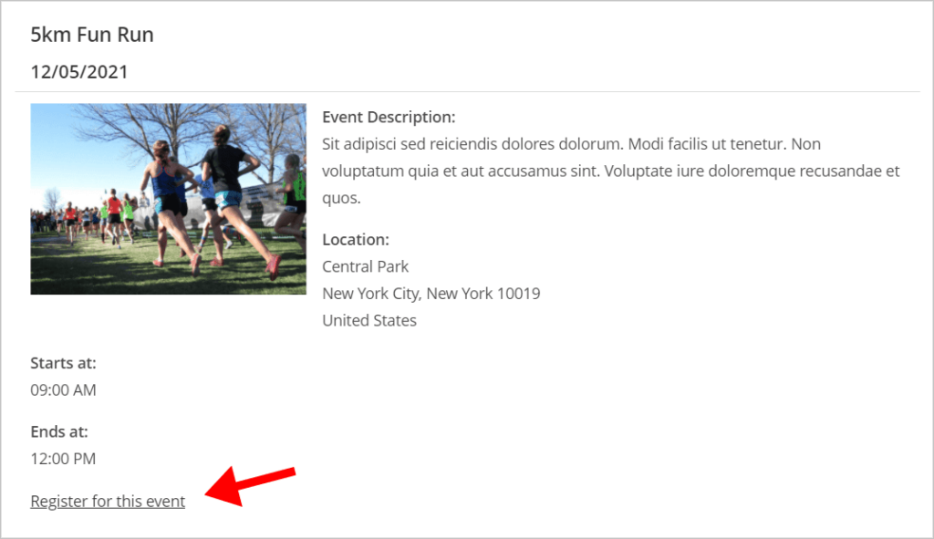 Information about an upcoming event with a link to register for the event