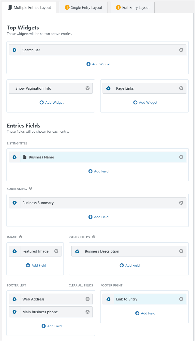 The GravityView Multiple Entries Layout
