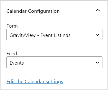 Calendar configuration settings