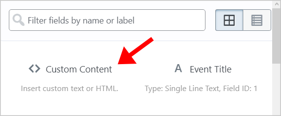 GravityView Custom Content field