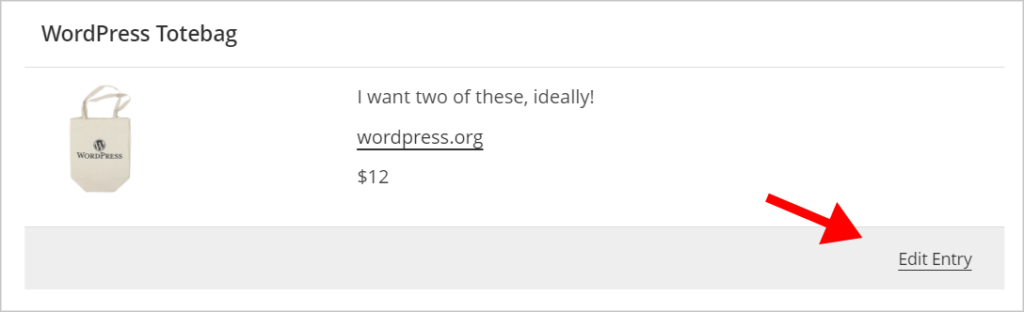 The Edit Entry link