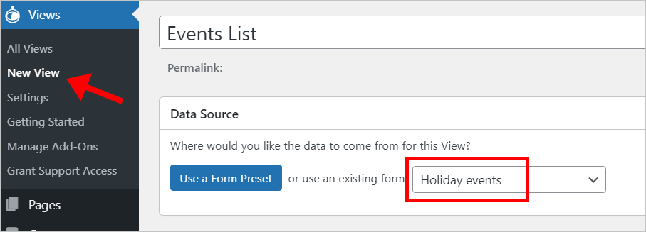 Creating a new View in GravityView