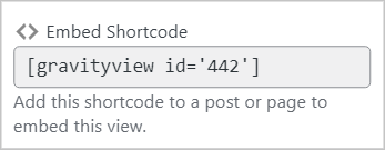 The GravityView embed shortcode
