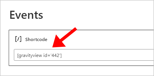 The GravityView embed shortcode inside a WordPress Shortcode module