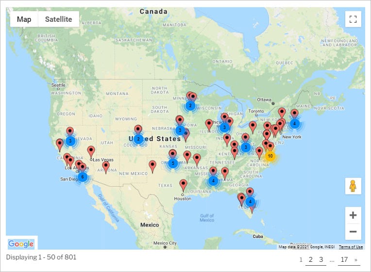 Gravity Forms real estate listings displayed as markers on a Google Map