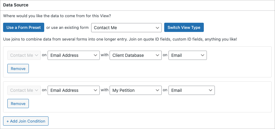 Joining multiple Gravity Forms together using the Multiple Forms add-on