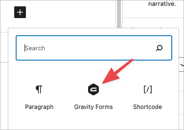 The Gravity Forms Gutenberg block