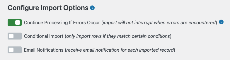 Import options