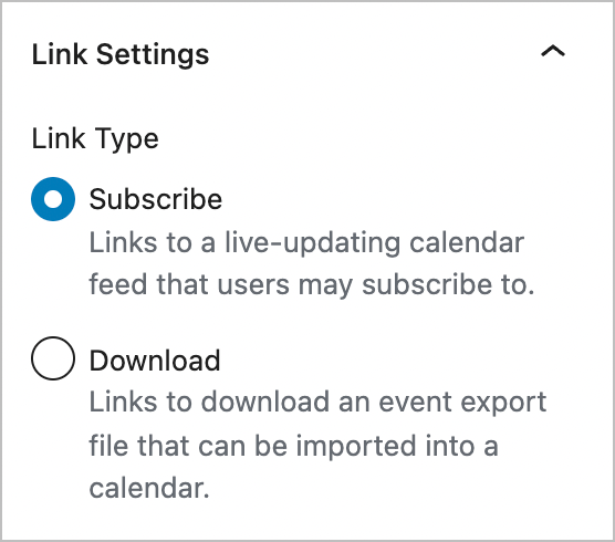 The Link settings
