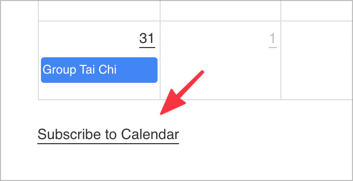 The 'Subscribe to Calendar' link below a Gravity Forms Calendar