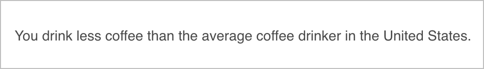 You drink less coffee than the average coffee drinker in the United States