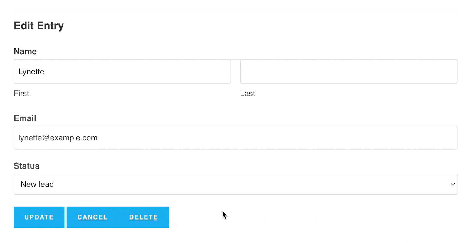 Editing an entry on the front end