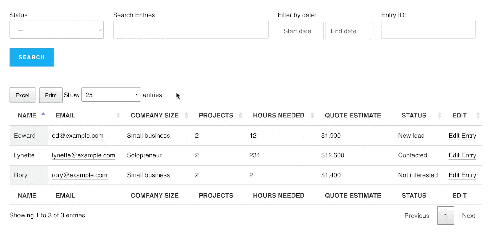 Searching leads by status in a View