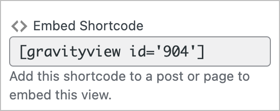 The GravityView embed shortcode