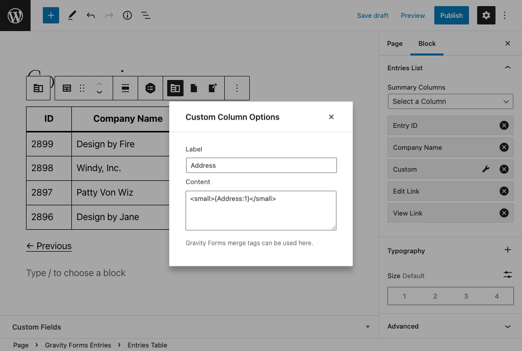 Entry Blocks plugin by Gravity Wiz