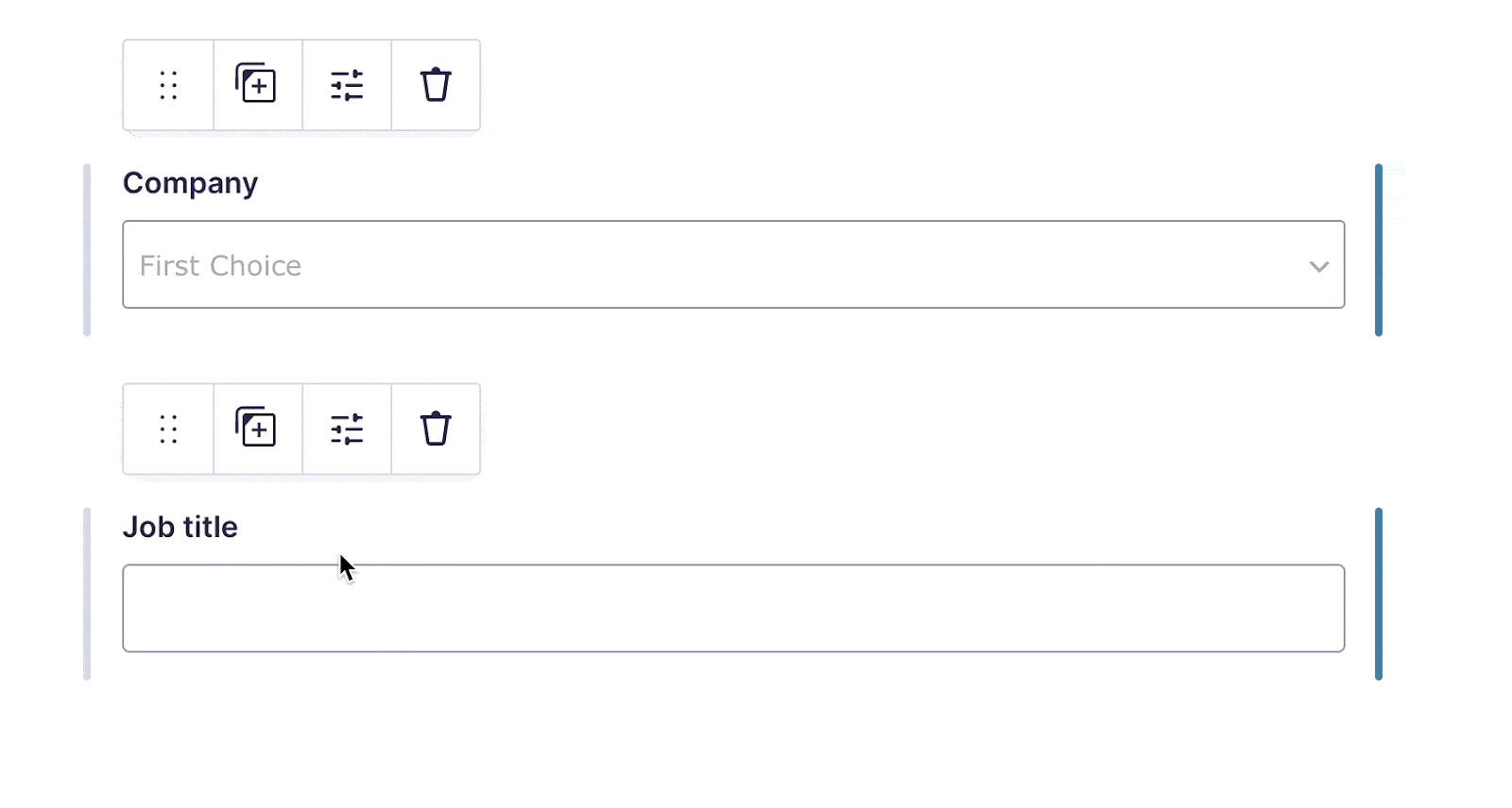Dragging and dropping a field next to another field in the Gravity Forms editor
