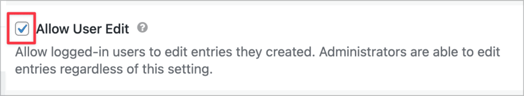 A checkbox labeled 'Allow User Edit'