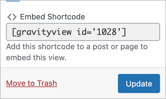 The GravityView embed shortcode