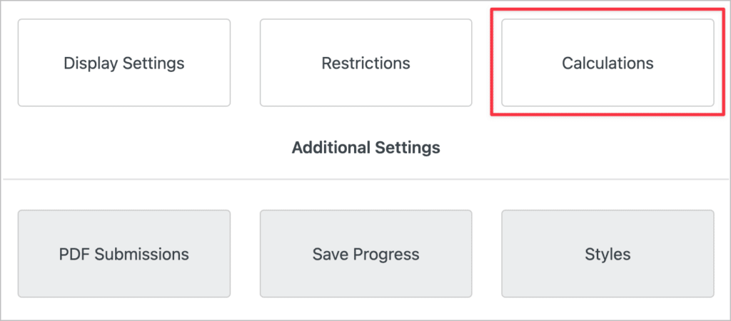 The 'Calculations' options in the ninja Forms Advanced form settings