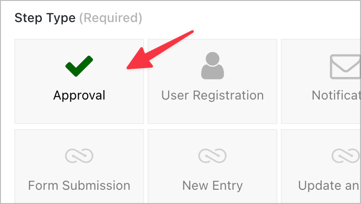The 'Approval' step type