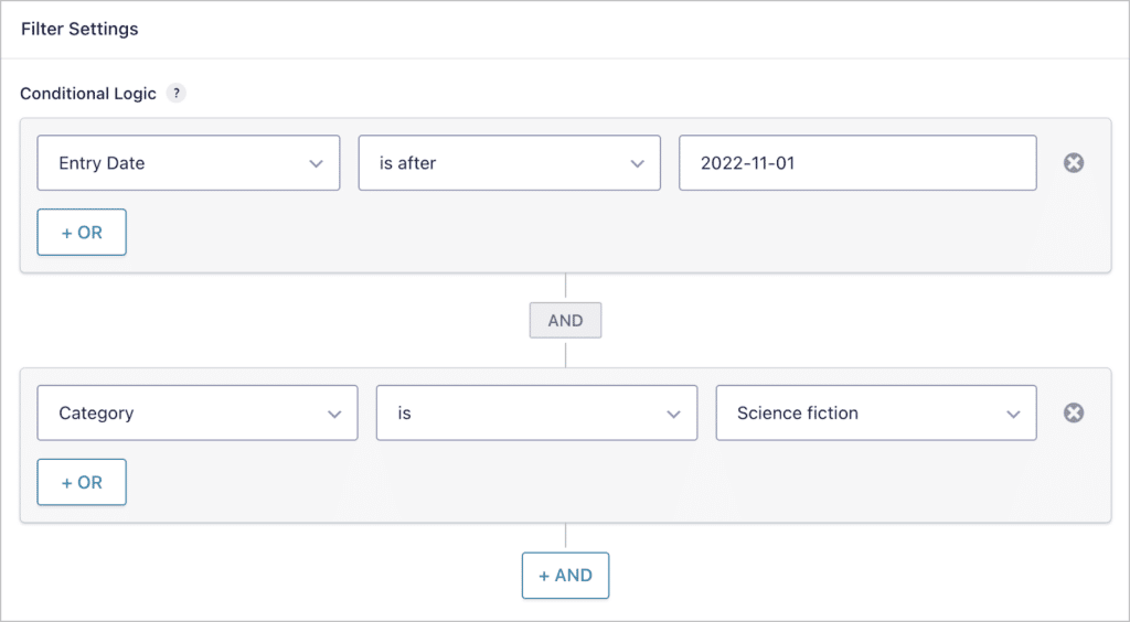 Conditional logic filters