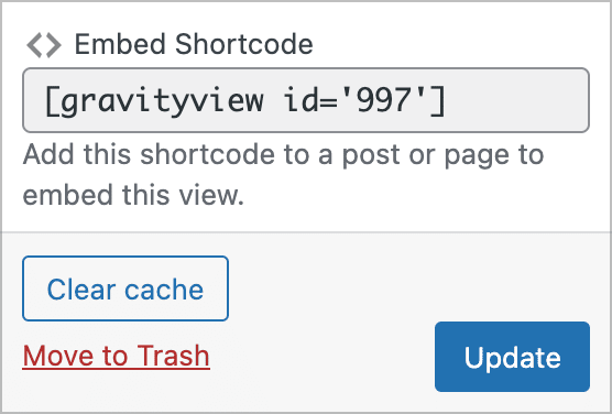 The GravityView embed shortcode