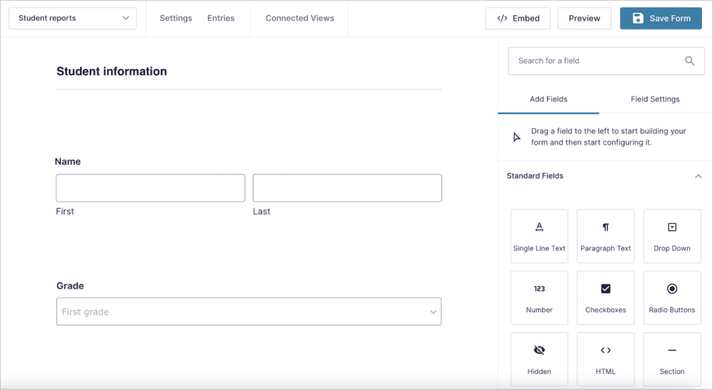 The Gravity Forms drag and drop form builder