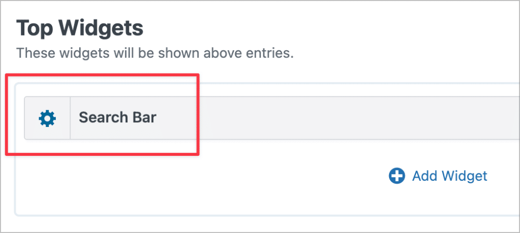 The 'Search Bar' widget in the GravityView View editor