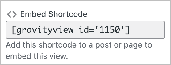 The GravityView embed shortcode