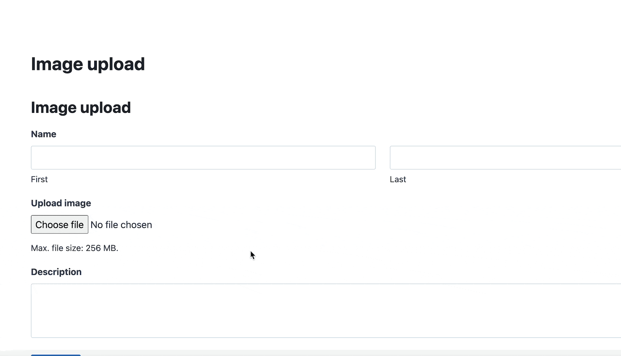 The process of uploading an image using the Gravity Forms File Upload field