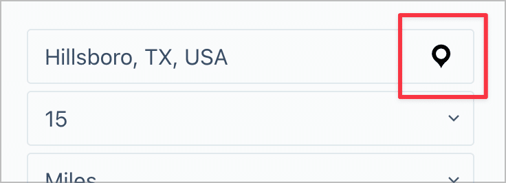 The map marker icon on the right of the location input field