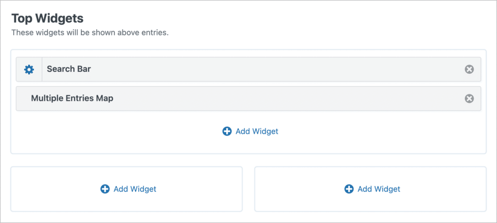The 'Top Widgets' area of the GravityView View editor