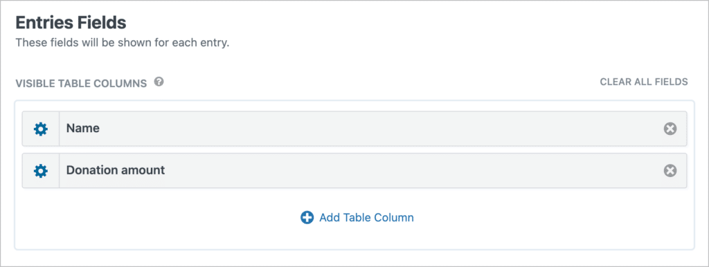The 'Name' and 'Donation amount' fields in the GravityView editor