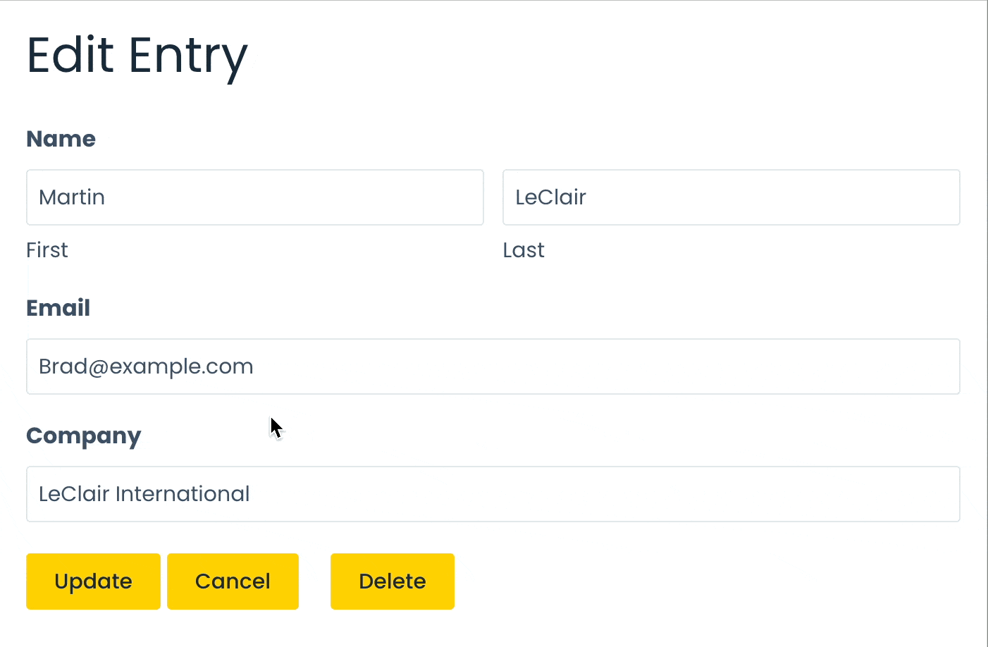 Editing an entry from the front end