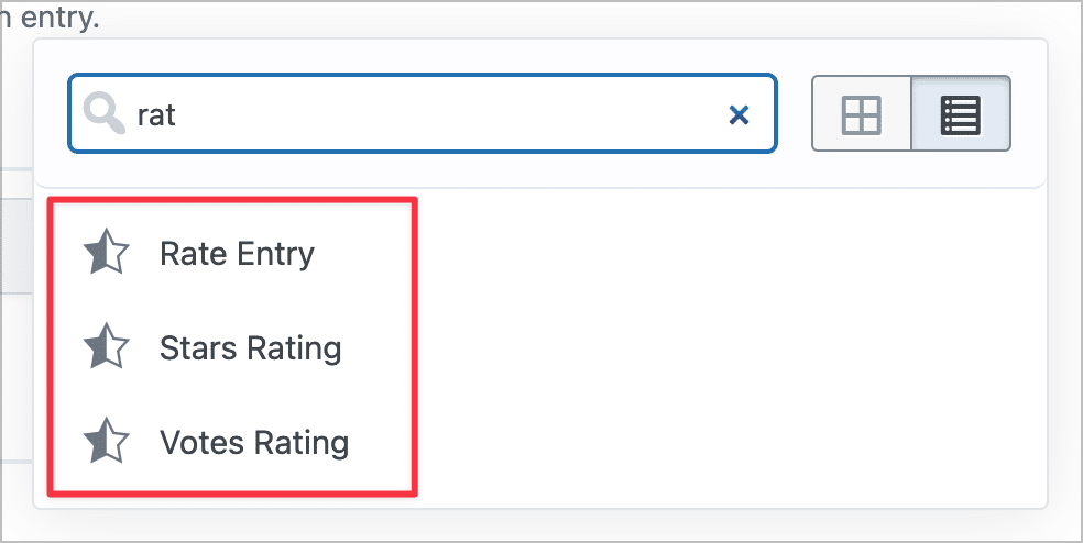 The ratings fields in GravityView