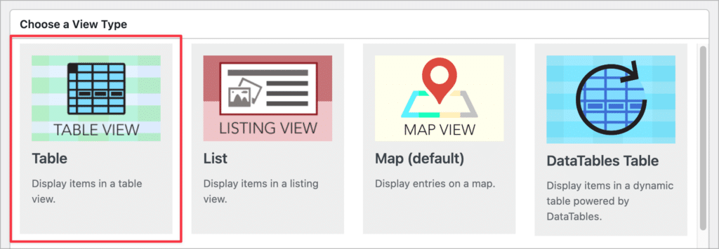 View types in GravityView