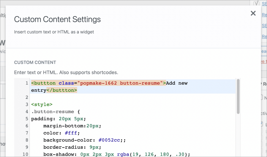 The GravityView Custom Content text editor