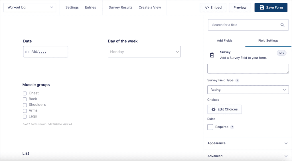 The Gravity Forms visual builder