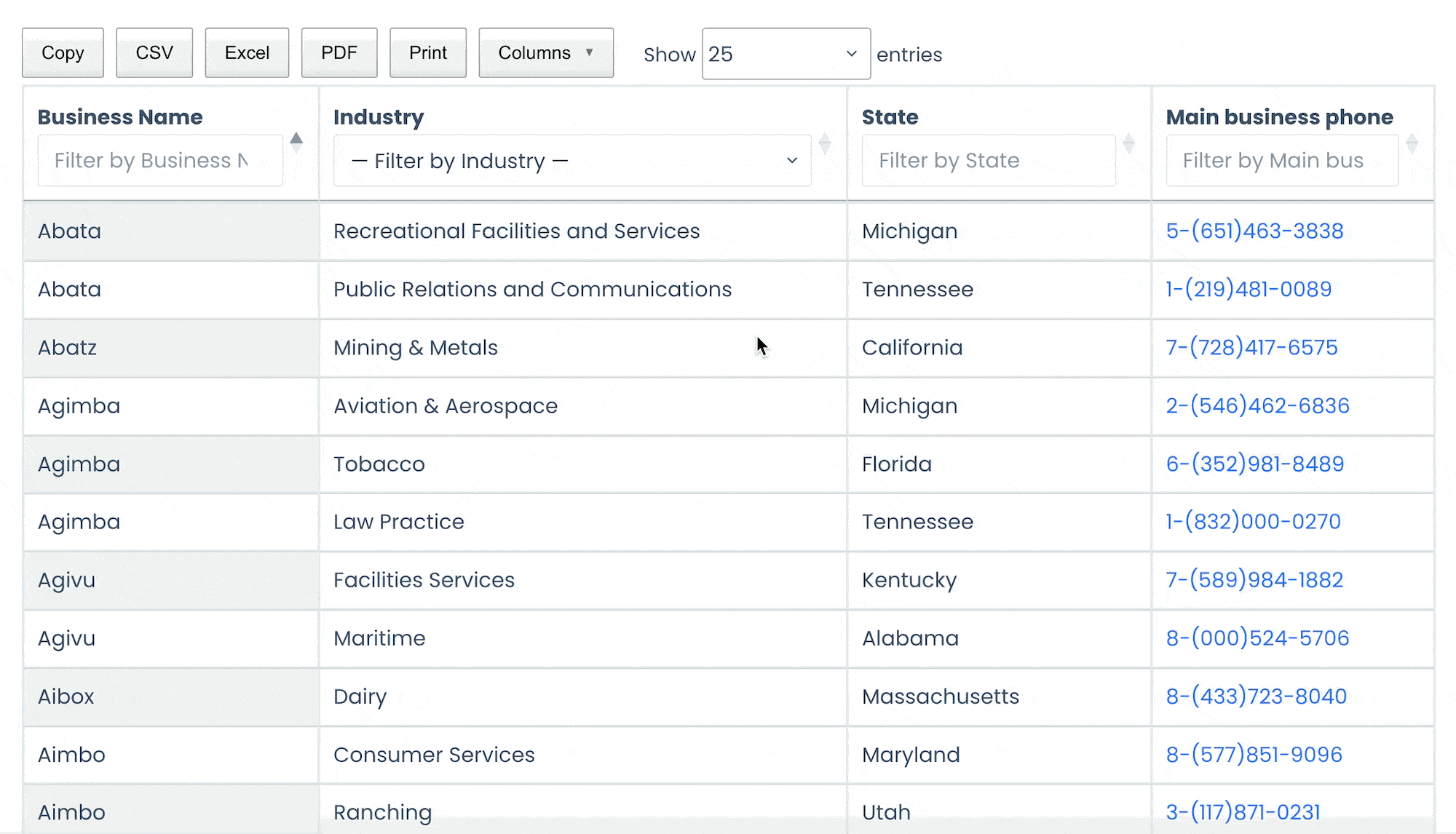 GravityView—DataTables column filtering