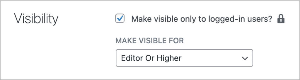 GravityView field visibility settings with an arrow pointing to the "Make visible only to logged-in users" checkbox