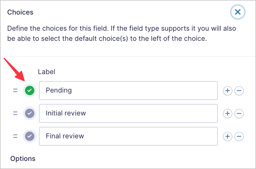 Drop Down field choices