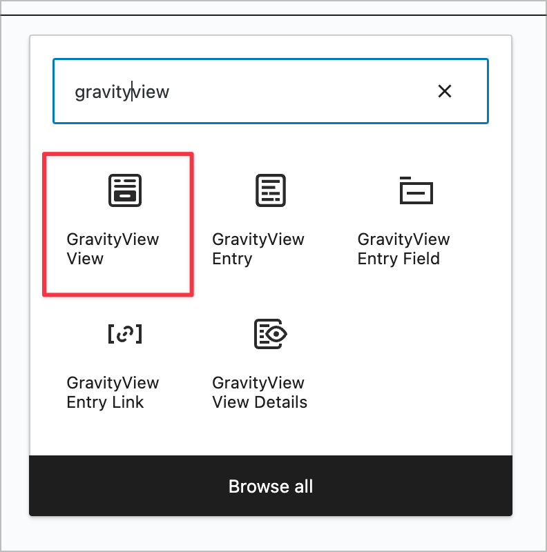 GravityView View block in WordPress
