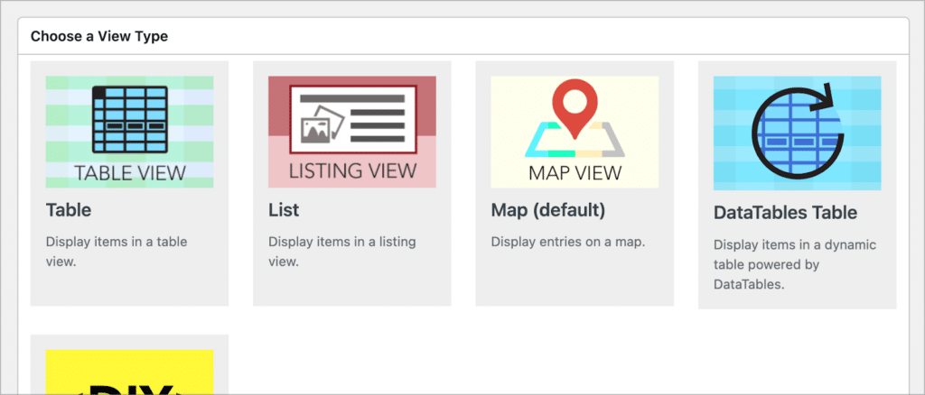 The various View types in GravityView