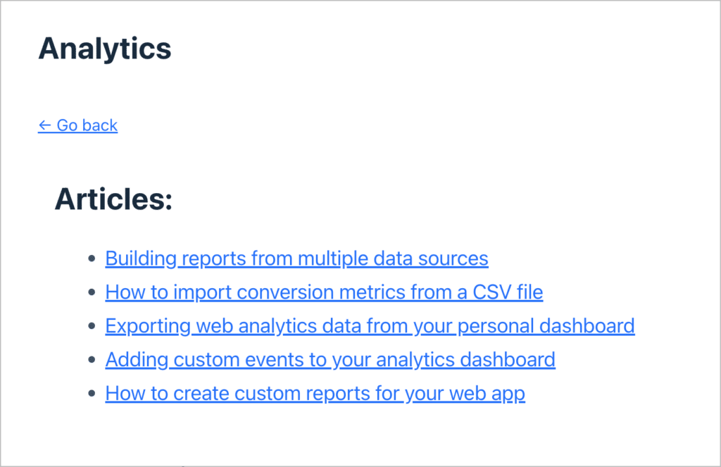 A list of articles