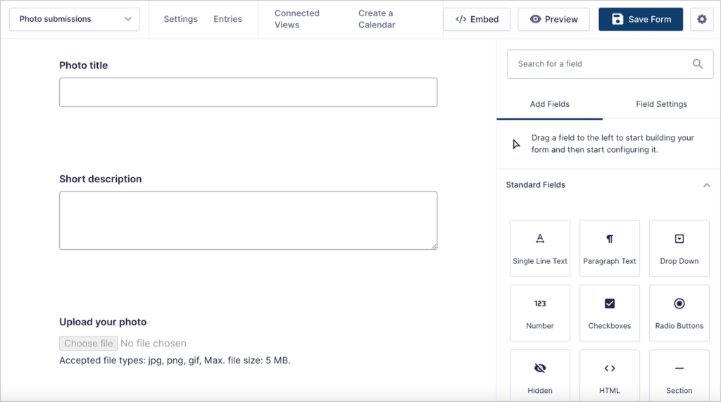 The Gravity Forms visual form editor