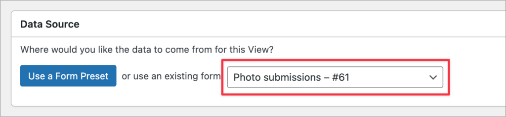 A dropdown field titled 'Data source'