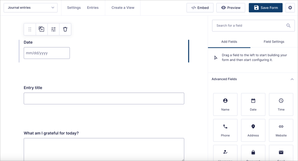 The Gravity Forms visual builder